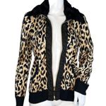 Chico's Sweater Women Small 0 Animal Print Sweater Jacket Faux Fur Collar Leopard Photo 1