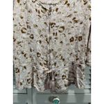 Angels Pink/Brown Cheetah Gauze Button Up Blouse Size M Tie/Tassel 3/4 Bell Sl Brown Size M Photo 3