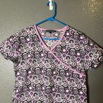 Samantha Mara Purple & Black Circle Print Scrub Top Photo 2