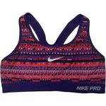 Nike Pro Racer Back Sports Bra 8-Bit Purple Red Black Medium Photo 4