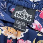 Angie  Floral Off-Shoulder Boho Bell Sleeve Romper Blue Multicolor Size Medium Photo 7