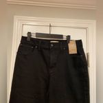 Madewell NWT Size 31P Perfect Vintage Wide Leg Jeans Black Cotton Zip Denim Photo 1
