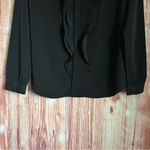 Lands' End The Outfitters By  Black Ruffle Front Blouse Photo 2