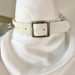 Early 2000's Gothic White Faux Leather Silver Stud Charm Choker Collar Necklace Photo 3