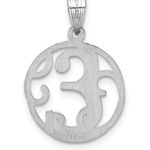 Sterling Silver Small Rhodium-plated Fancy Script Letter E Initial Pendant Photo 2