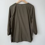 Chico's Contrast Embroidery Pullover Olive Grape Leaf Relaxed Top Size L 2 Boho Photo 8