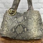 Michael Kors  Fulton Black Python Embossed Leather Hobo Shoulder Bag Photo 0
