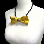 “Dainty Dapper”Yellow BowTie necklace with Black Beaded embellishment Yellow Photo 3