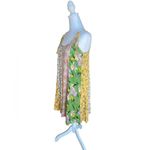 Ninexis Color Block Floral Boho Hippie Patchwork Dress Tassel Ties Womens Small Yellow Photo 4