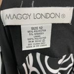 Maggy London Maggie London Dress Ruched Waist Size Large Black White Spiral Print Circular Photo 3