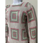 ASOS  DESIGN flare sleeve crochet mini‎ dress Pink Green Square EUC Size 4 Photo 5