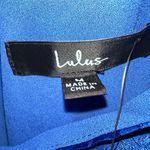 New Lulus Dream Royal Blue Satin Floral Jacquard Midi Wrap Dress Women’s Medium‎ Photo 5