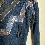 Vintage Pioneer Woman Crewneck Long Sleeve Western Tassel Fringe Sweater Shirt Blue Size L Photo 4