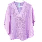 Chico's Chico’s size S/M linen blend dolman sleeve lace boho dusty rose top Photo 3