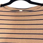 Uniqlo Tan Cotton Striped Boat Neckline Top Photo 2
