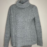 Lands' End Lands’ End Cable-Knit Turtleneck Sweater grey gray wool cotton blend Size small Photo 0