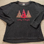Royce Brand  Christmas Tree Merry & Bright Top Dark Gray Long Sleeve Size L Photo 0
