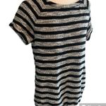 Lou & grey | Black & Grey Knit Short Sleeve Draw String Waist Top Size Small Photo 2