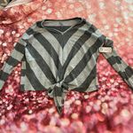 Jolie LA Jolie Striped Charcoal Tie Sweater Photo 3