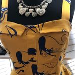 Vintage 80s 90s IXIA Cat Print Mini Dress Yellow Blue Size Small Photo 6