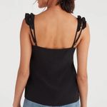 7 For All Mankind Mini Ruffle Strap Tank in Jet Black Photo 7