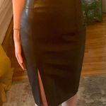 Black Leather Midi Skirt Size 2 Photo 2