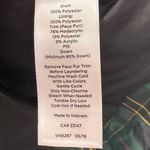 Talbots  Womens Puffer Vest‎ Small Green Plaid Tartan Faux Fur Collar Down Filled Photo 3