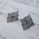 Vintage Dangle Earrings For Pierced Ears Dark Metal with Iridescent Gems Gray Photo 2