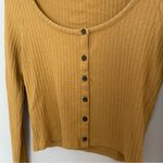 Madewell  Ribbed Cardigan Crop Tee Henley Toffee Photo 3