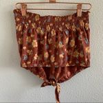 American Eagle  Smocked Tie Front Crop Strapless Floral Artsy Top XS Photo 3