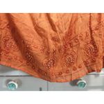 Fashion Magazine Magazine Orange Blouse Size L Sheer Long Sleeve Chiffon Tie Neck Beads Photo 4