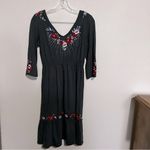 Johnny Was JW LA Gray Floral Embroidered Boho Peasant Dress Photo 9