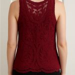 Burgundy Lace Sleeveless Top – Sheer Embroidered Floral Detail Red Photo 1