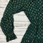NWT O.P.T. Green gold mock neck smocked waist tiered dress size medium Photo 1