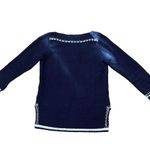 Loft Ann Taylor  Womens Sweater Sz S Navy Blue‎ Boat Neck Chunky Knit Pullover Photo 0