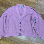 Old Navy  Pink Ribbed V Neck Button Front Cardigan Sweater XL Casual Chunky Knit Photo 0