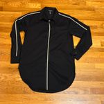 Ellen Tracy  Women’s XS Black White Tuxedo Stripe Long Sleeve Button Down Shirt Photo 0