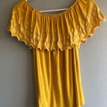 Adrianna Papell Yellow Flutter Sleeve Blouse with Ruffled Smocked Details Photo 4