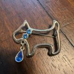 LIA SIGNED SILVER TONE BROOCH PIN RHINESTONE BLUE SCOTTIE DOG‎ DOGGY LOVER Photo 1