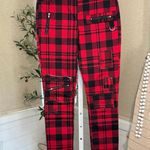 Blackheart Women's Red Black Plaid Super Skinny Pants Juniors Size 5 Photo 1
