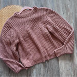 margaret o'leary Margaret O’Leary muted pink‎ chunky knit sweater puff sleeves women’s size S Photo 0