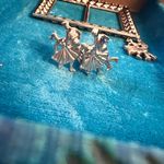 Unique Vintage Vintage Square Dance 1950’s Jewelry, Western, Silver, Black, Clip On Earrings & Pendant Photo 5