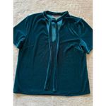 Sunday in Brooklyn  Teal‎ Blue Velvet Tie-Neck Short Sleeve Top Anthropologie S Photo 1