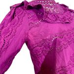 Sézane Sezane Elsa Blouse Eyelet Embroidered Ruffled Openwork in Purple Violet sz36/US4 Photo 9