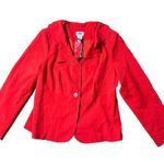 Women's Monroe and Maine Red Ruffle Collar Blazer Size 10 Photo 0