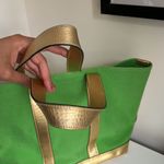 Lauren Ralph Lauren Green and Gold Summer Canvas Tote Photo 5