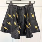 Forever 21  embroidered lightning bolts ⚡️⚡️pleather mini skirt SZ MEDIUM Photo 0