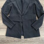 Lewit Black Pinstripe Blazer Size 4 Women’s Double Breasted with Waist Tie Photo 6