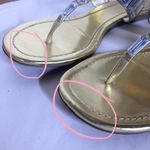 EXPRESS GOLD FAUX LEATHER WITH CLEAR PLASTIC CRYSTALS THONG SANDALS (8) Photo 8