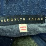 Brooklyn Karma Green Blue Denim Sherpa Fleece Collar Button Down Coat Jacket M Photo 3